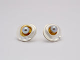 925 silver earrings and 24k gold with pearls