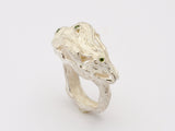 925 silver ring with green diamonds 