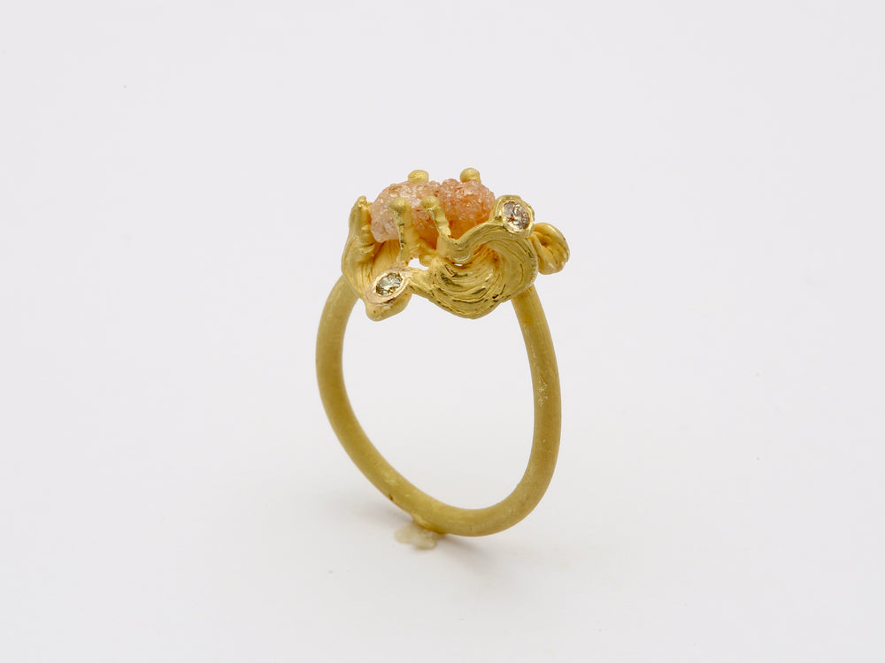 18k gold ring with raw diamond