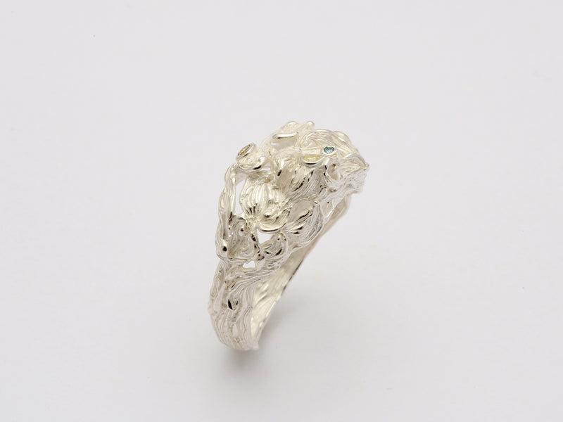 925 silver ring with diamonds.