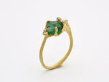 18k gold ring with raw emerald 